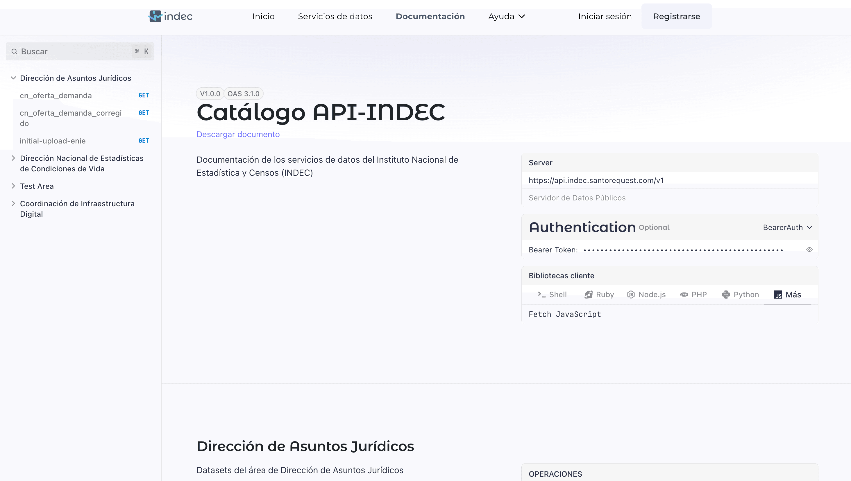 Documentación interactiva de APIs estadísticas